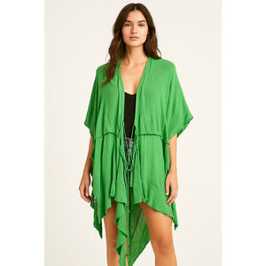 Free People Green Boho Cover-Up – Size L, 100% Viscose